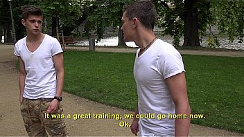 After some body workout outside both friends go home to relax