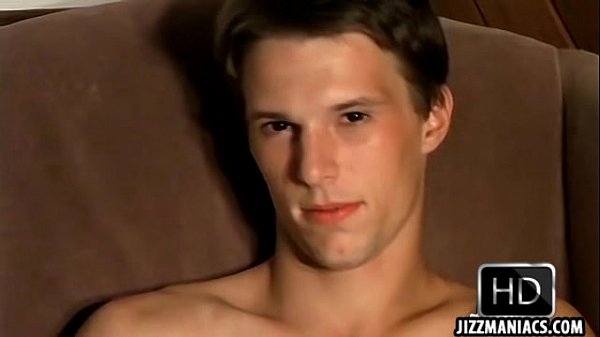 A skinny twink jerks his big hard cock off